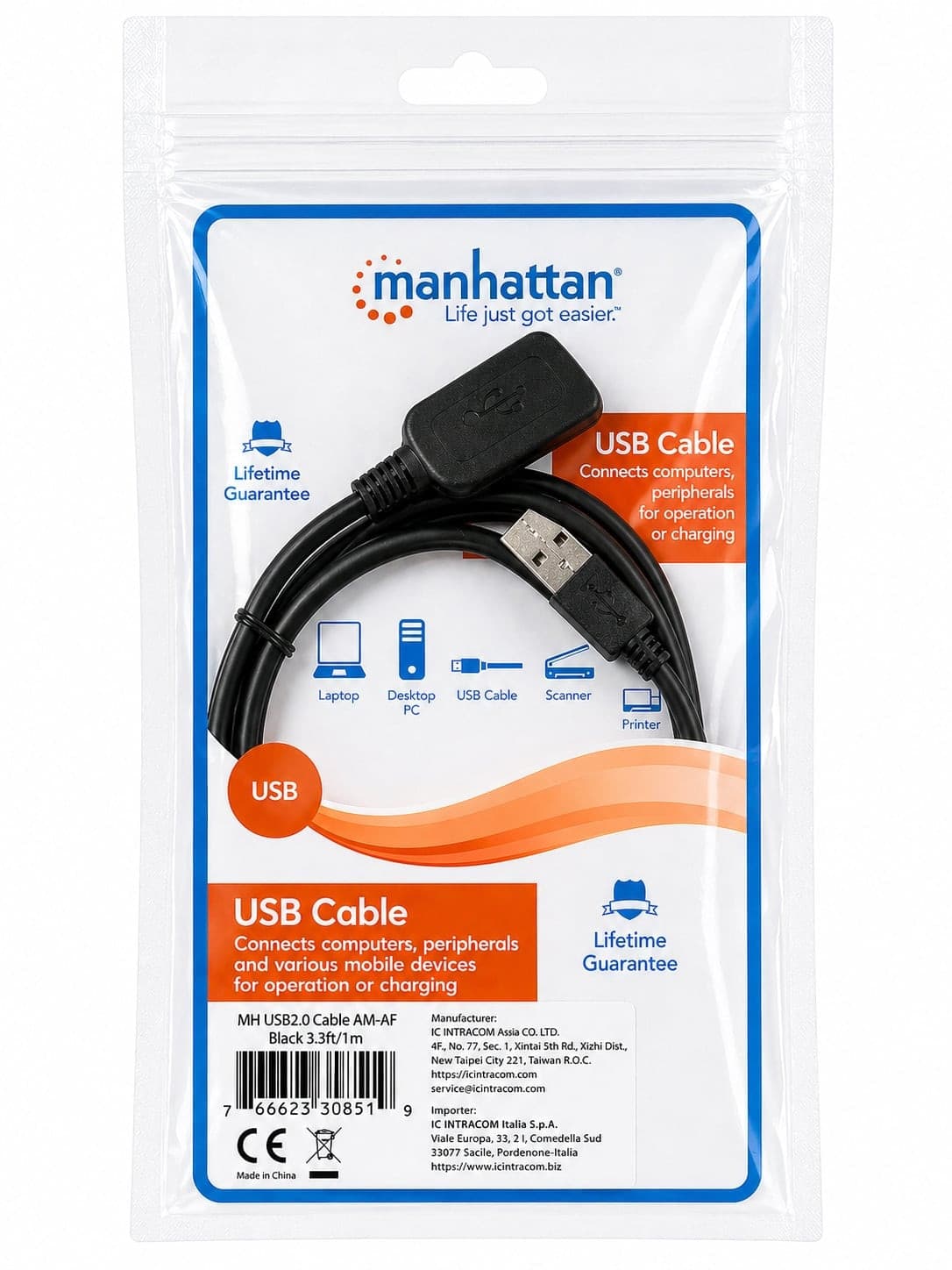 Cavo prolunga USB 2.0 Hi-Speed 1m Nero - 10