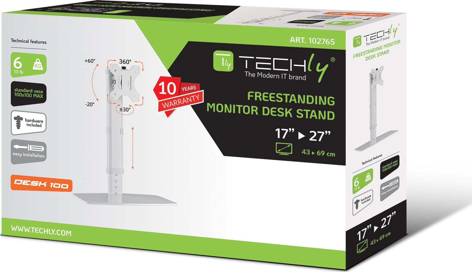 Supporto da Tavolo Stand per Monitor 17-27'' con Base - 13