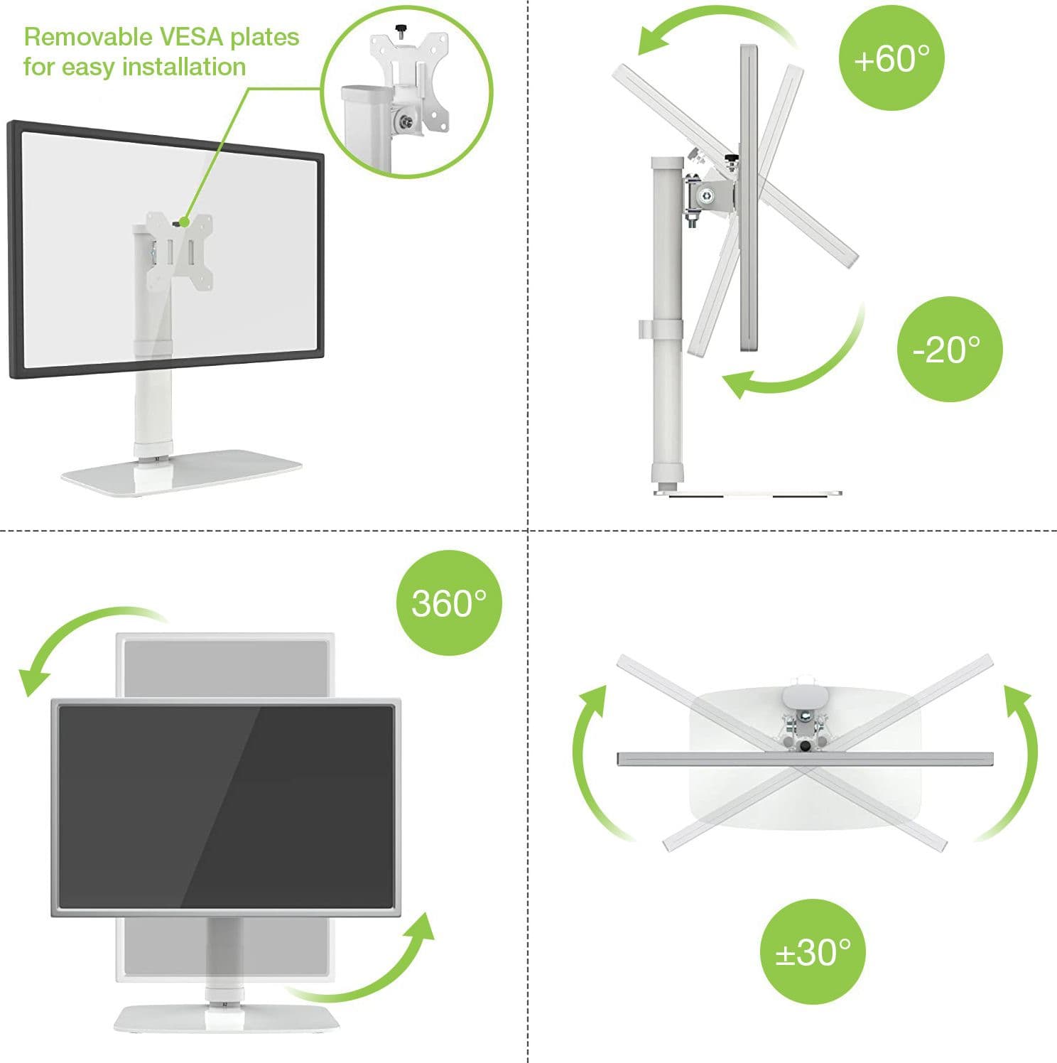 Supporto da Tavolo Stand per Monitor 17-27'' con Base - 10