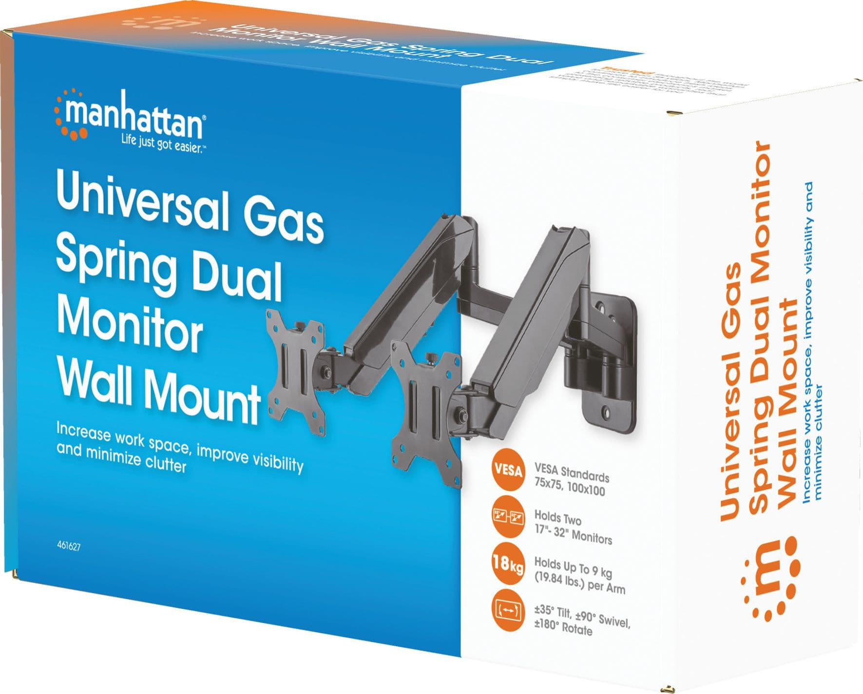 Staffa a Muro con Molla a Gas per due Monitor 17-32'' - 16