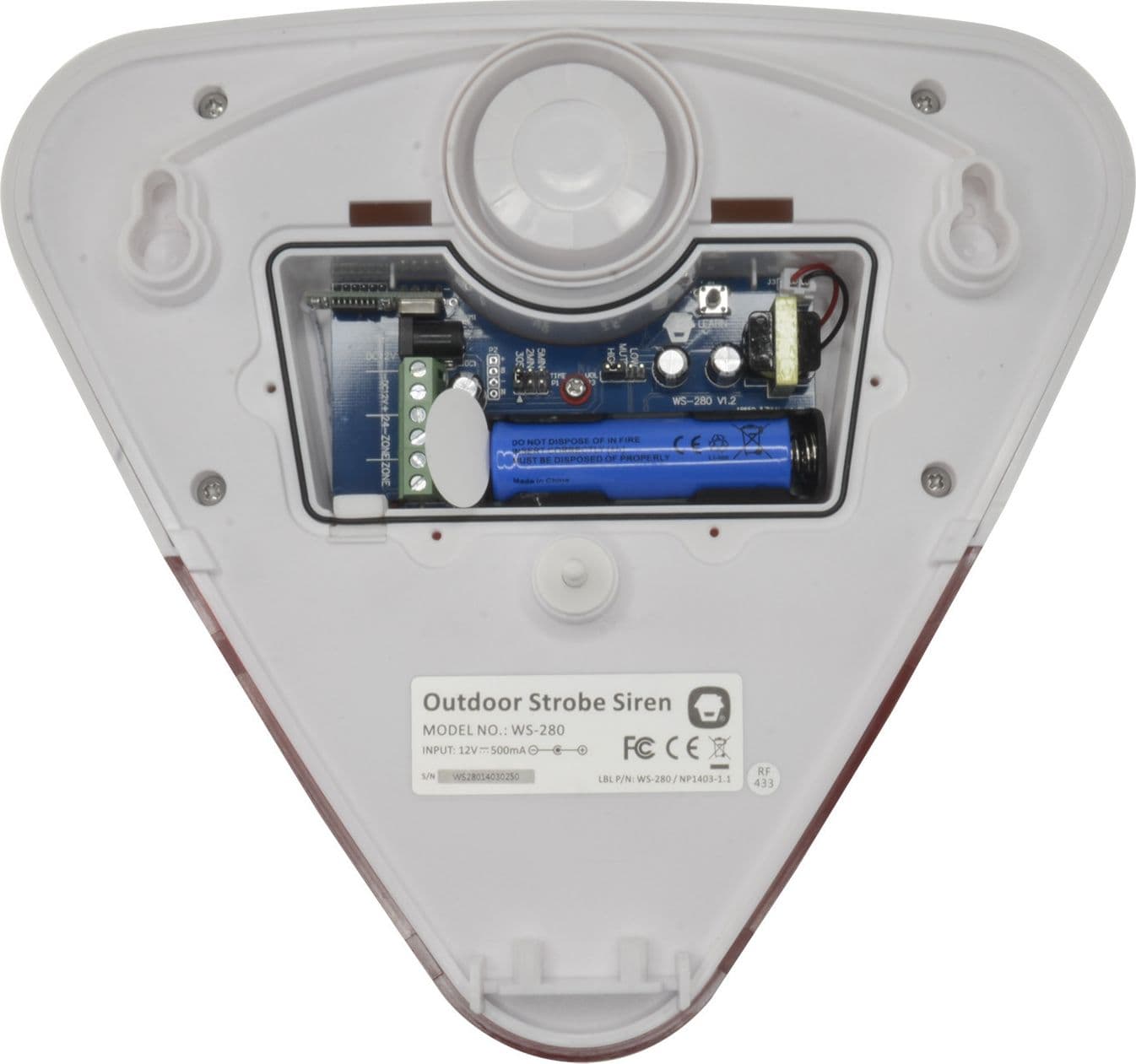 Sirena Wireless da Esterno IP54 con Lampeggiante LED WS-280, per Antifurto - 8