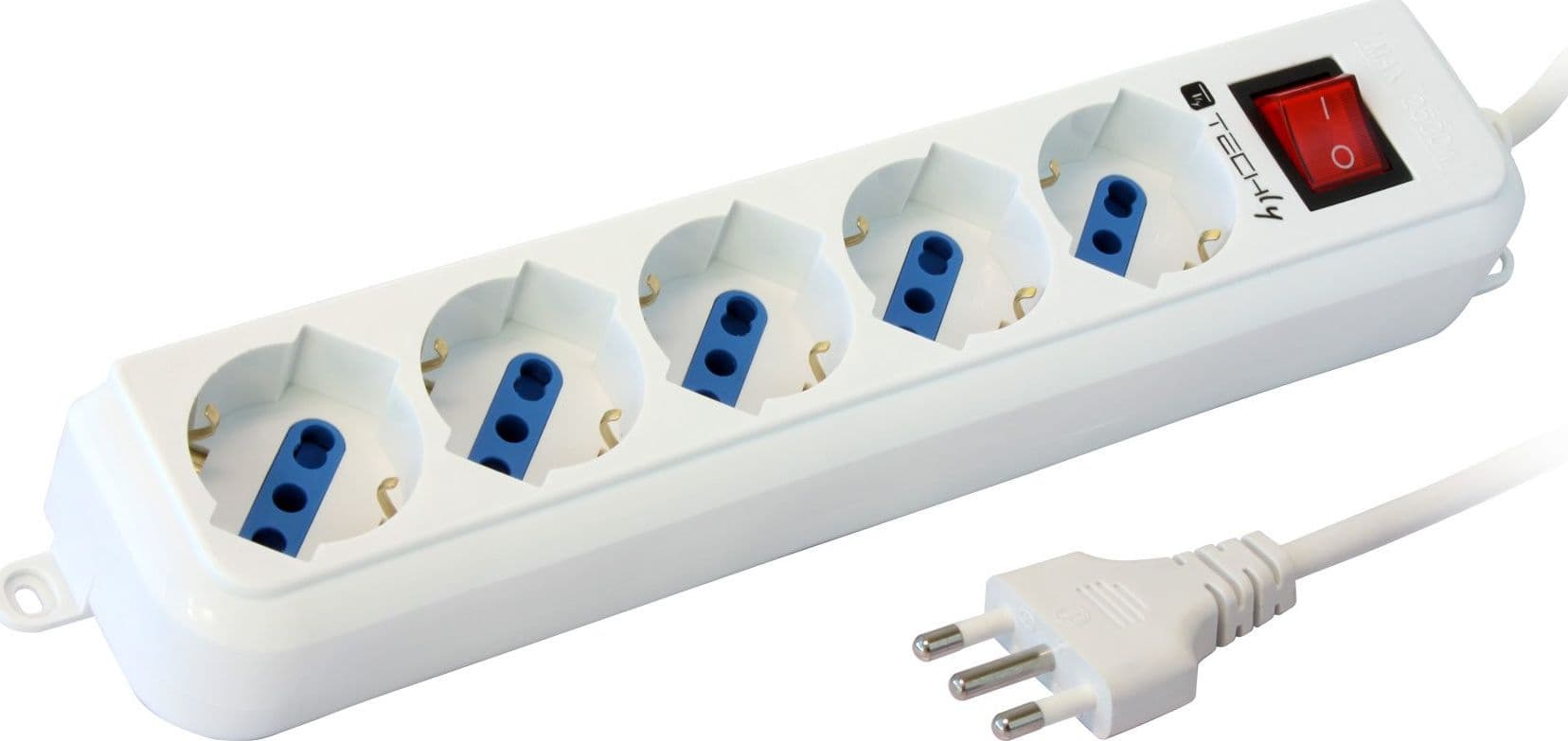 Multipresa 5 Posti Italiana Bipasso / Schuko Cavo 5m - 2