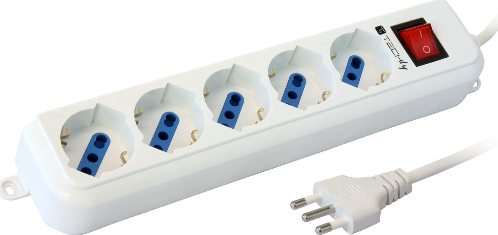 Multipresa 5 Posti Italiana Bipasso / Schuko Cavo 5m - 7