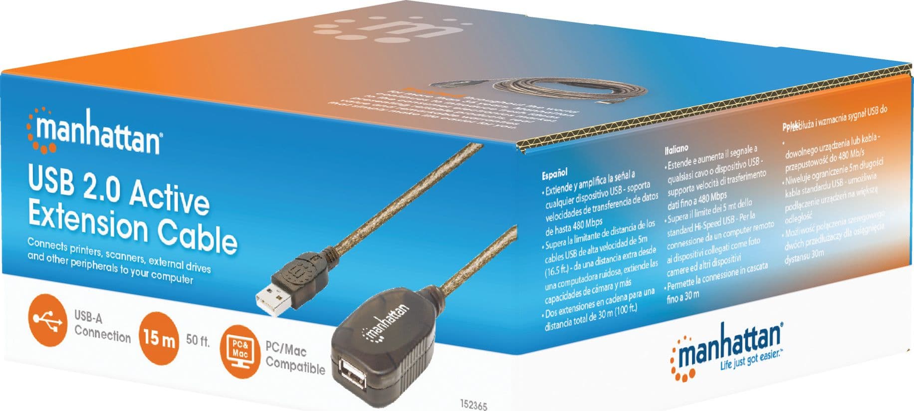 Cavo Prolunga Attivo USB 2.0 Hi-Speed 15 mt - 28