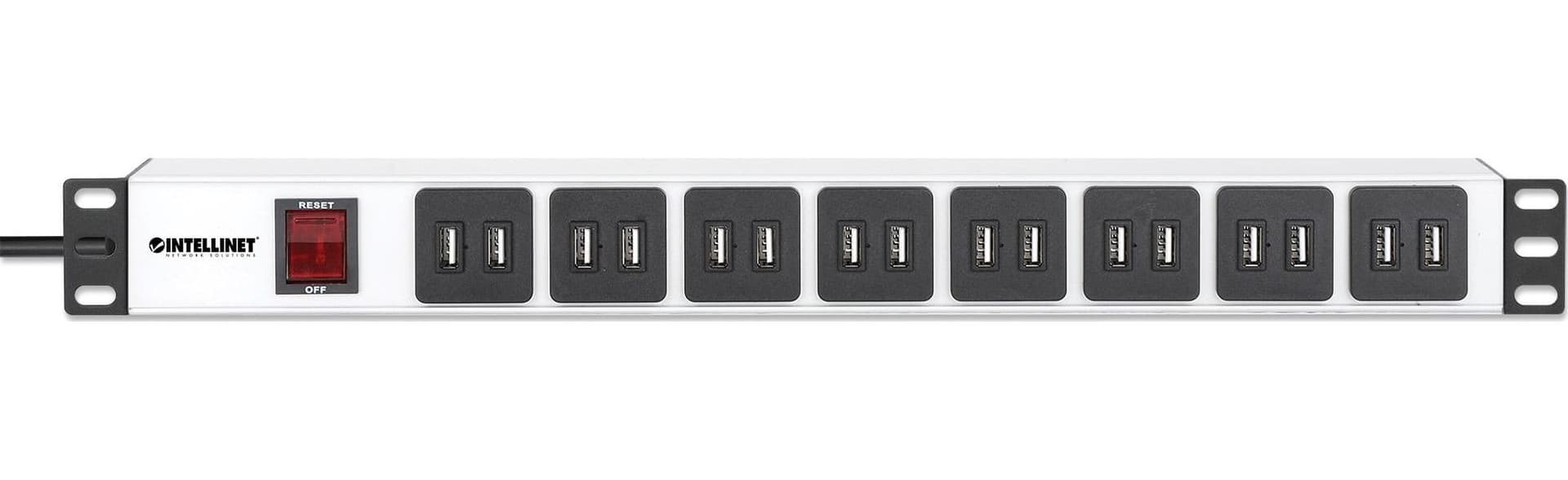 Multipresa per Rack 16 uscite USB tipo A Spina Schuko Angolata 1U - 11