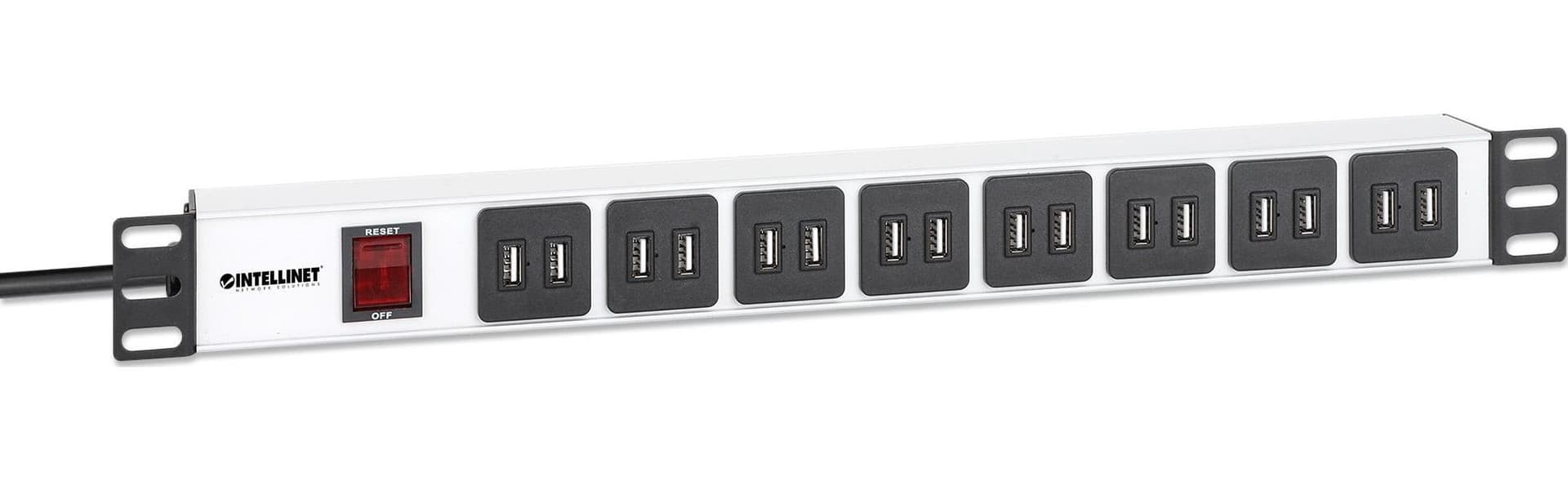 Multipresa per Rack 16 uscite USB tipo A Spina Schuko Angolata 1U - 12