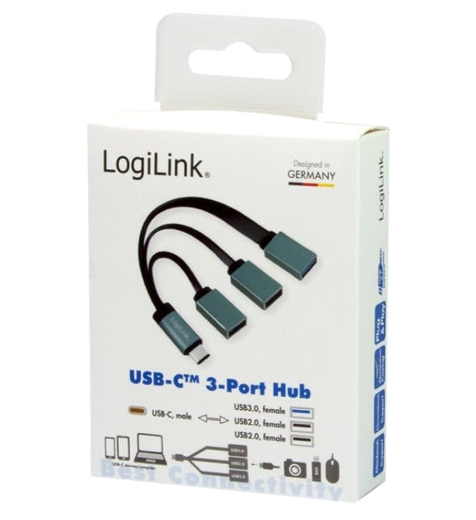 Hub Flessibile USB-C&trade SuperSpeed 3 Porte USB A Femmina Nero - 19