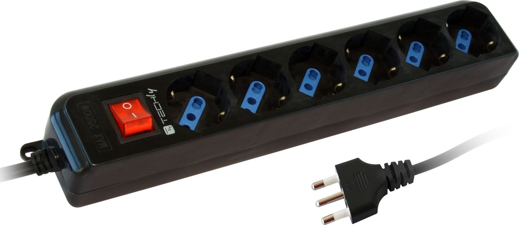 Multipresa 6 Posti Italiana Bipasso con Interruttore Cavo 3 metri Nero - 11