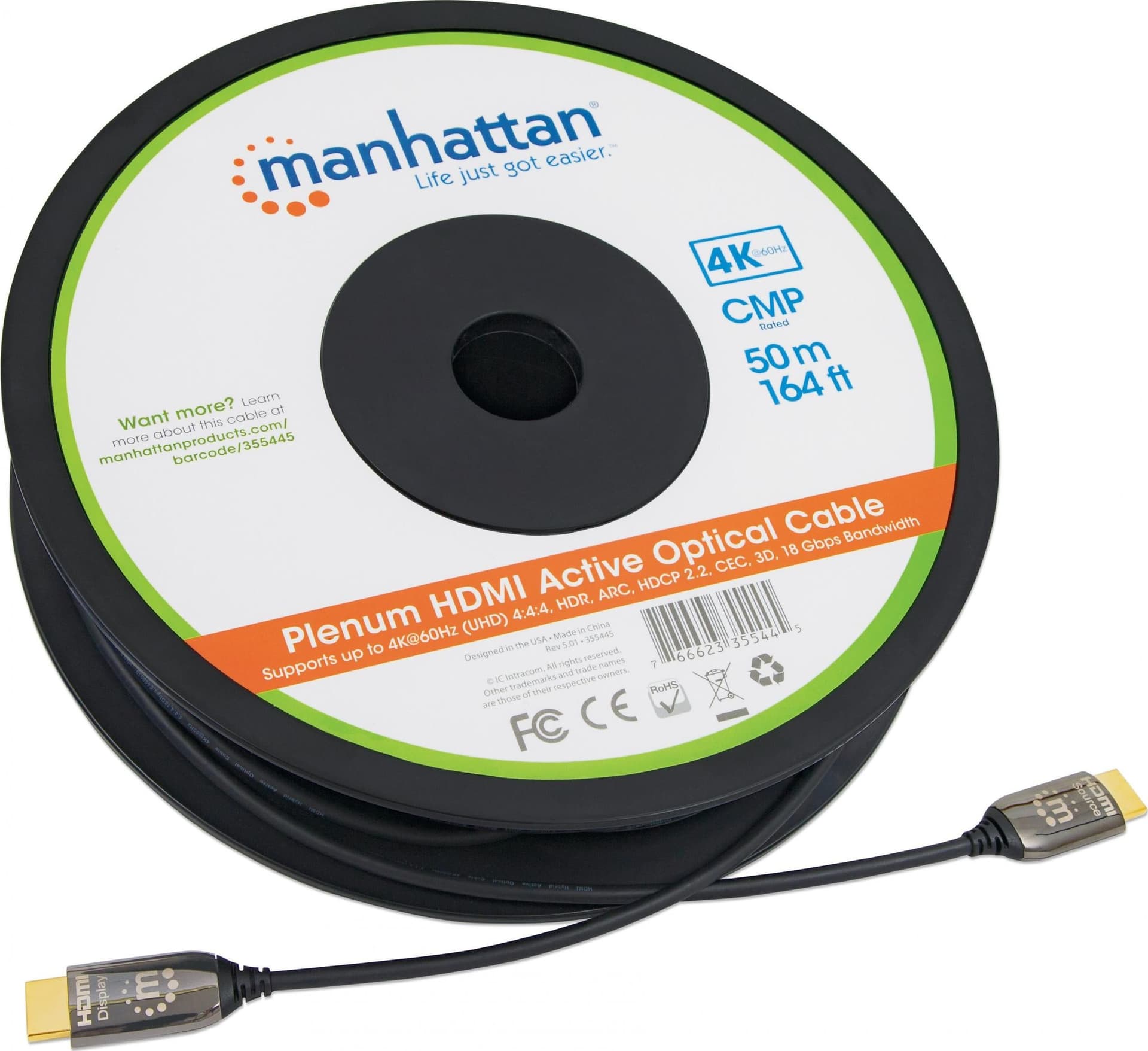 Cavo Plenum-Rated HDMI Attivo in Fibra Ottica 50m - 12