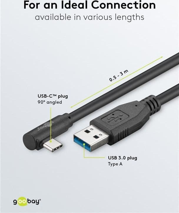 Cavo USB3.2 USB-C&trade M 90&deg a USB tipo A M 1,5m Nero - 8