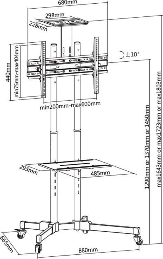 Trolley da Pavimento con Mensola per TV LCD/LED/Plasma 37-70'' - 8