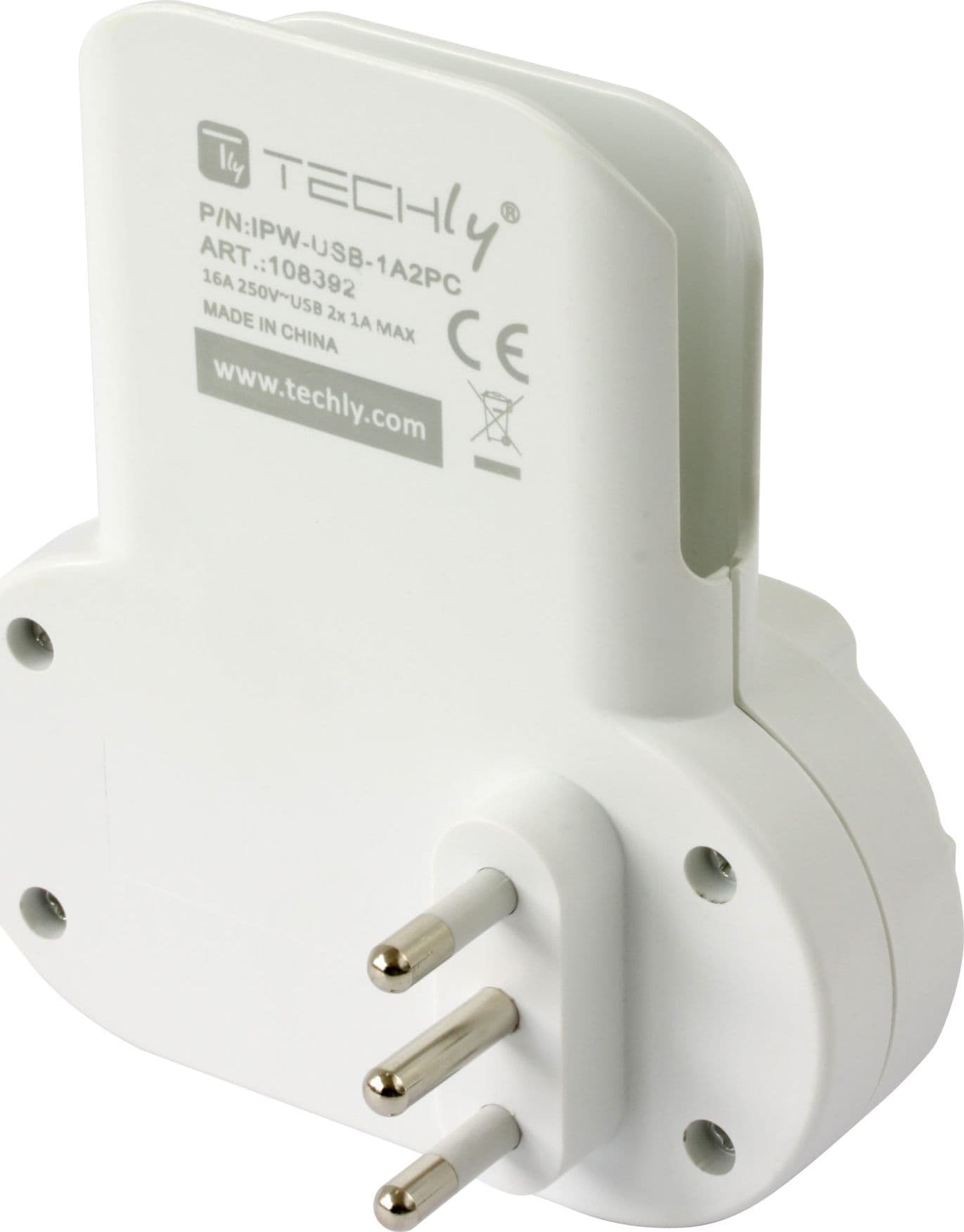 Adattatore Presa bipasso/Schuko 2 USB 1A con porta telefono - 13