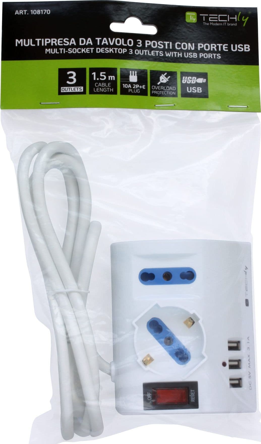 Multipresa da Tavolo 3 Posti con Porte USB - 11