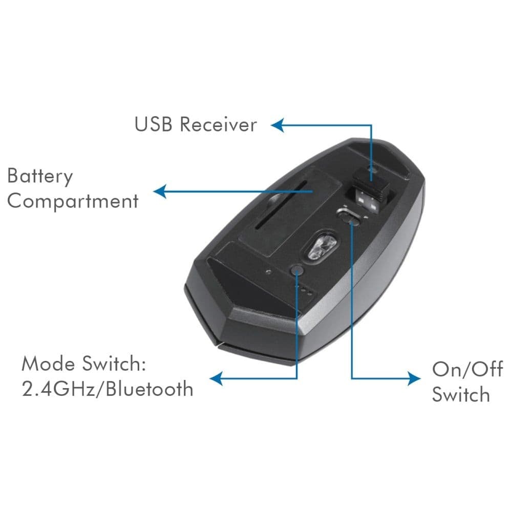 Mouse Bluetooth v4.2 Wireless 2.4GHz Dual-Mode 1200 dpi Nero - 15