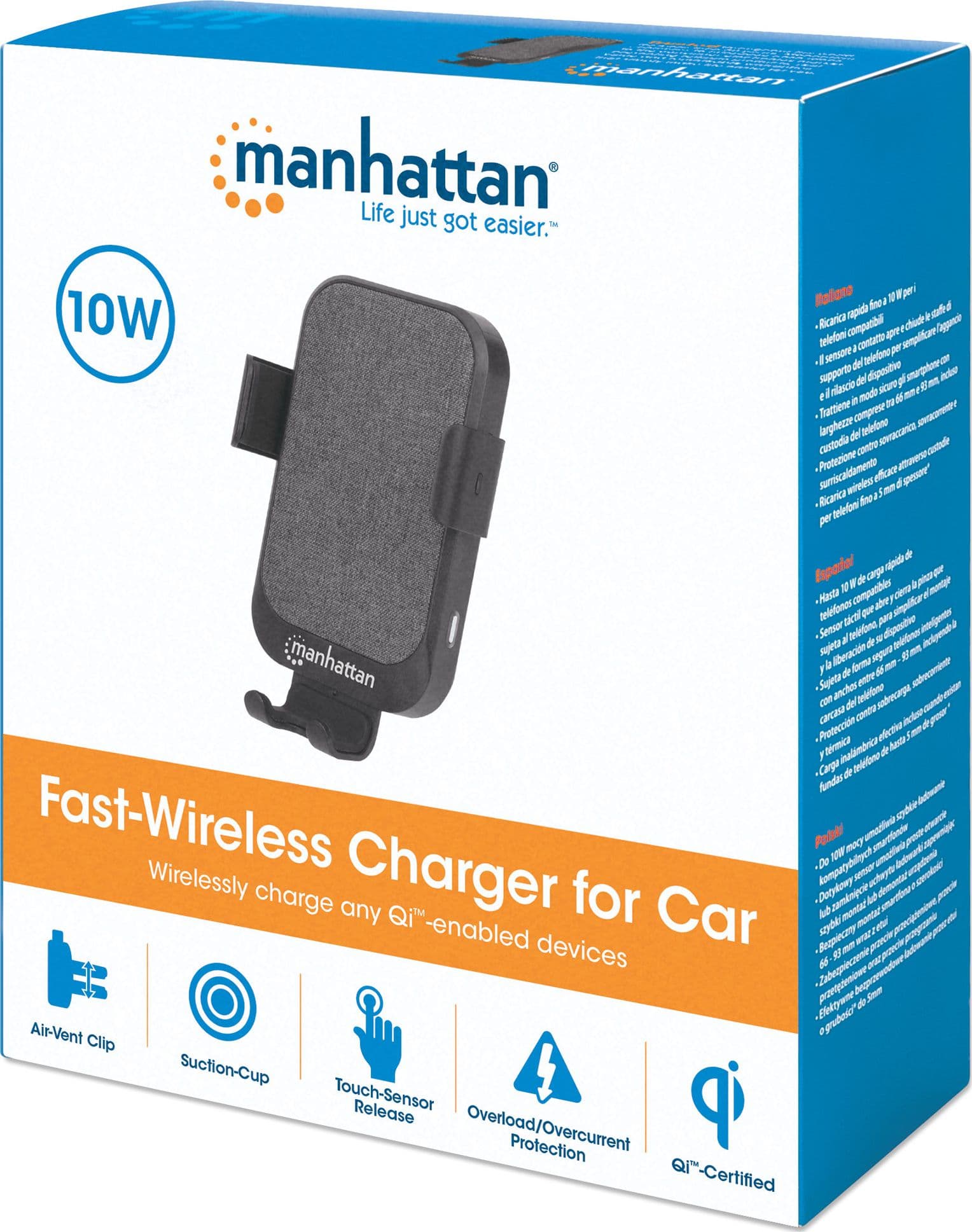 Caricatore rapido da Auto Wireless 10W doppio aggancio e sensore touch - 8