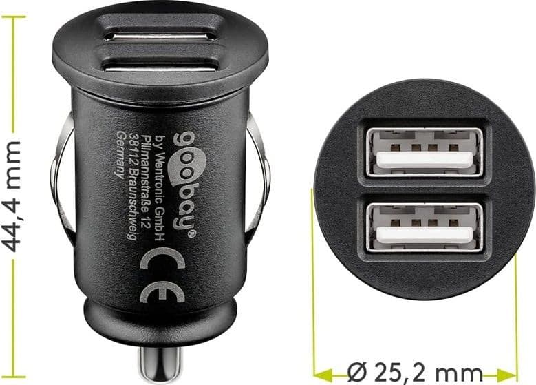 Caricatore Compatto da Auto/Camion 2 porte USB max.12W/2.4A Nero - 13