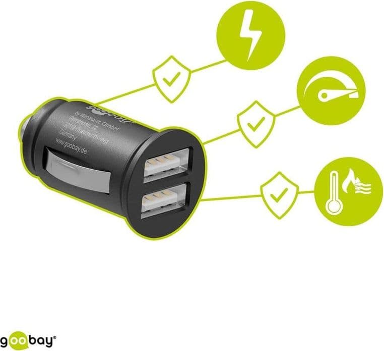 Caricatore Compatto da Auto/Camion 2 porte USB max.15.5W/3.1A Nero - 15