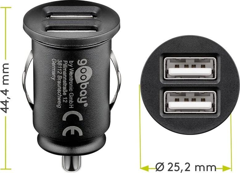 Caricatore Compatto da Auto/Camion 2 porte USB max.15.5W/3.1A Nero - 16