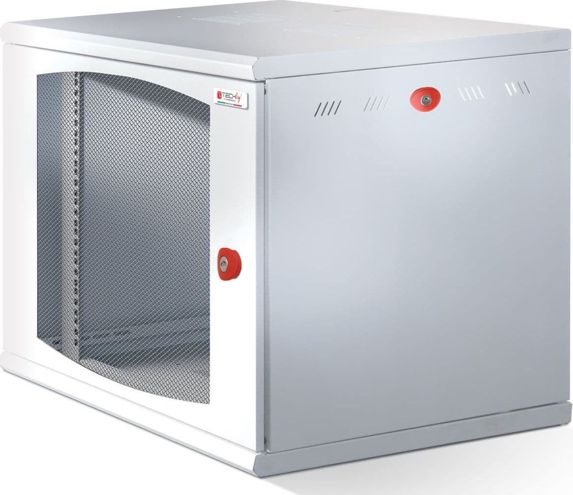 Armadio Rack 19'' a muro 16U sezione unica P.600mm Porta Grigliata Bianco - 11