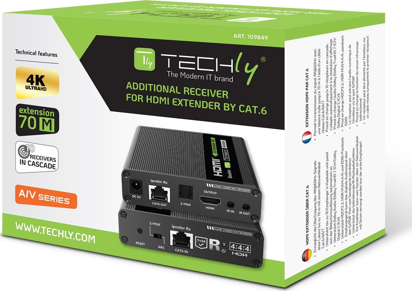 Ricevitore Extender HDMI 4K fino a 70m su Cavo Cat.6/6A/7 - 8