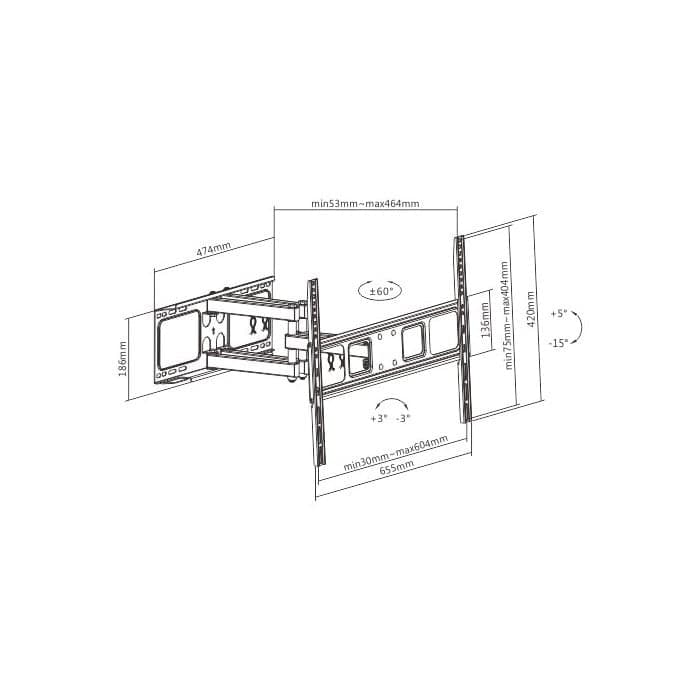 Staffa da Muro con Doppio Braccio per TV LED/LCD 37-70'' - 3