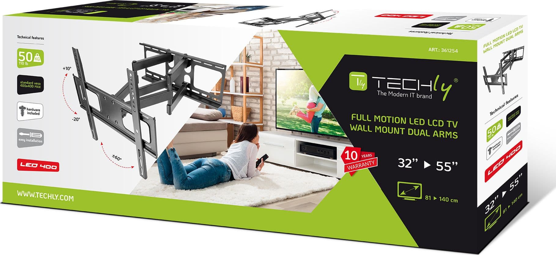 Staffa da Muro con doppio braccio per TV LED/LCD 32-55'' - 5