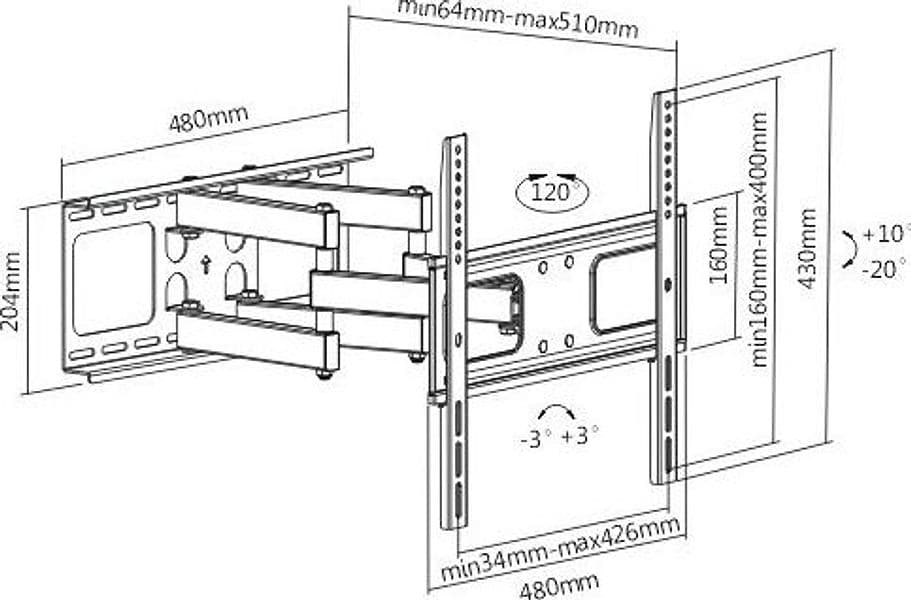 Staffa da Muro con doppio braccio per TV LED/LCD 32-55'' - 7
