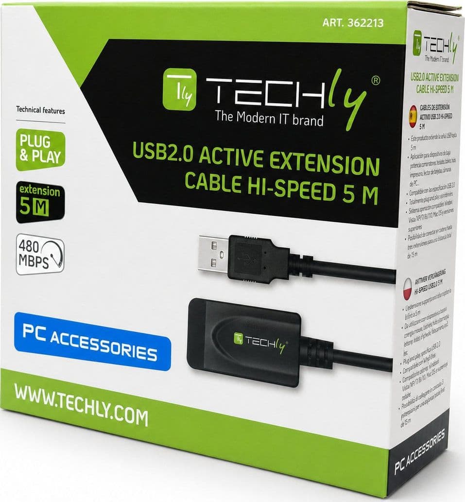 Cavo Prolunga Attivo Extender USB Hi Speed Estensore di Segnale 5m Nero - 20