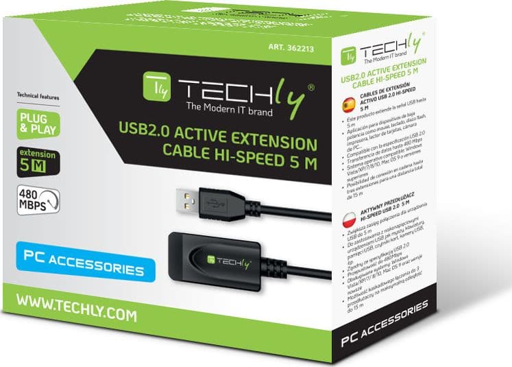 Cavo Prolunga Attivo Extender USB Hi Speed Estensore di Segnale 5m Nero - 8