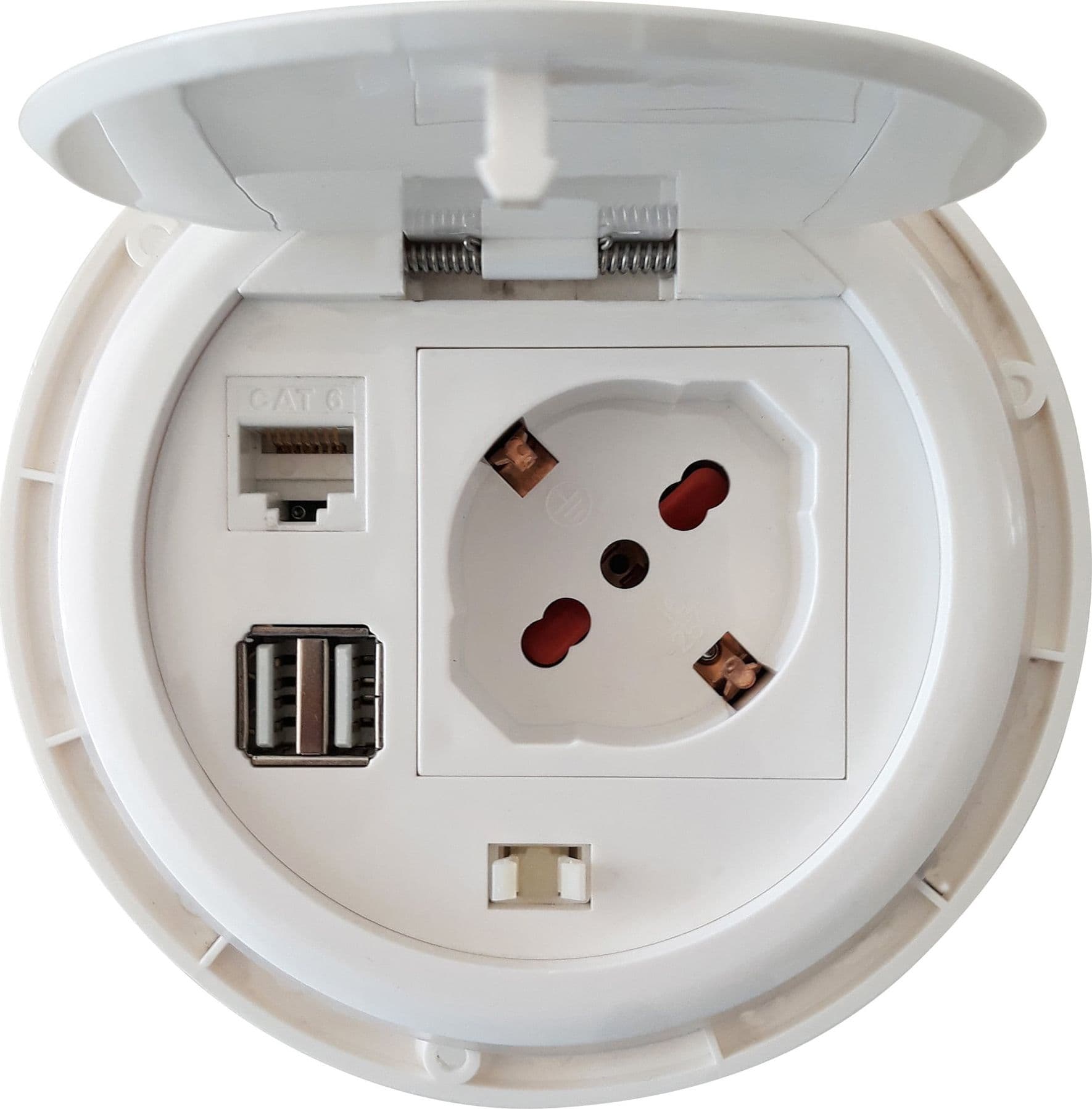 Presa da Scrivania ad Incasso con 2 prese USB e RJ45 con Coperchio - 13