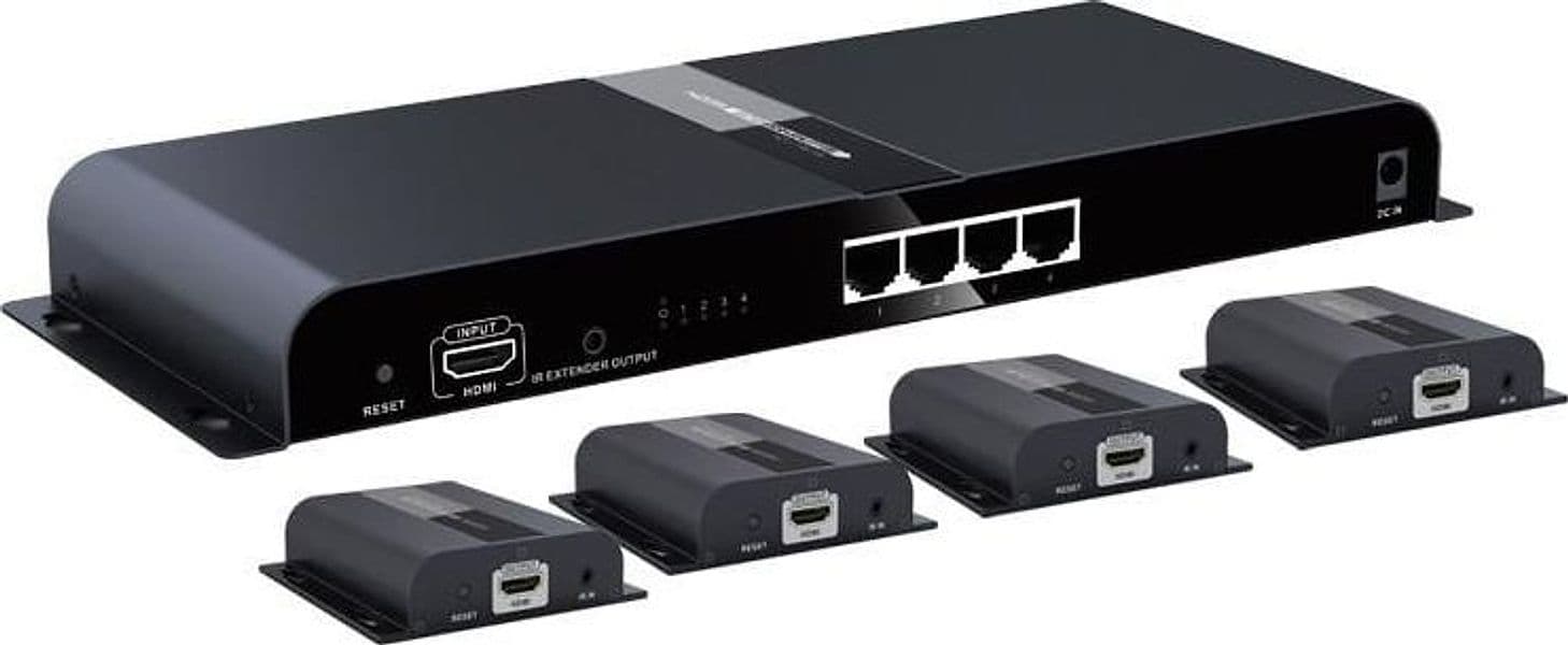 Extender Splitter 4 vie HDMI con IR su Cavo CAT6/6a/7 fino a 120m - 9
