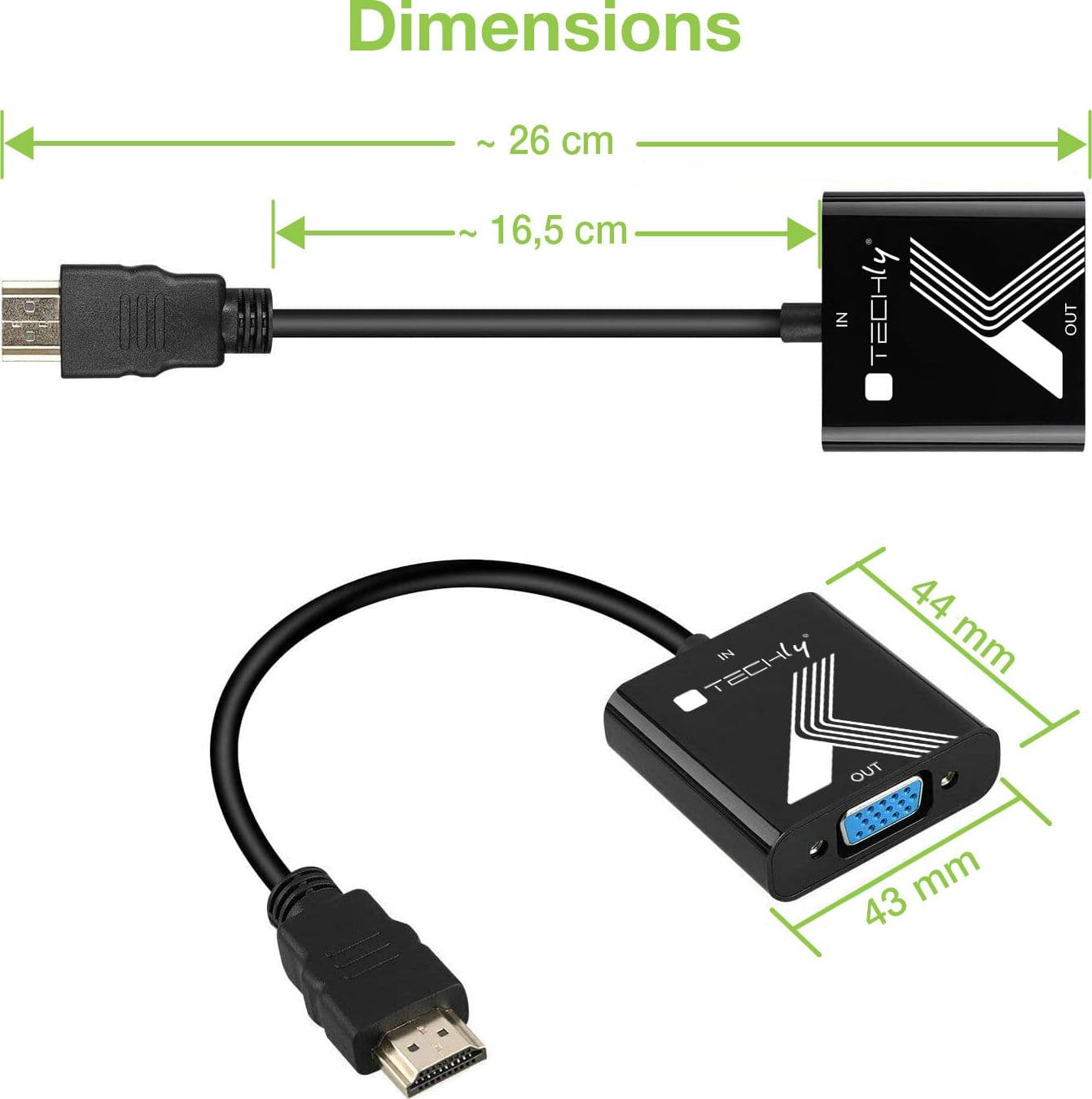 Cavo Convertitore Adattatore da HDMI&trade a VGA 1920x1200 a 60Hz con Audio 3.5'' - 7