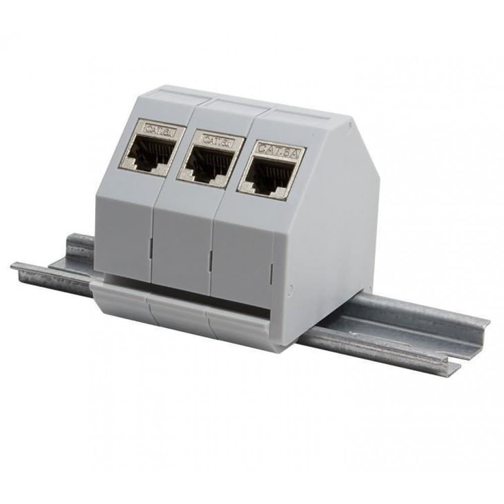 Adattatore keystone RJ45 per Barra DIN espandibile in Plastica con messa a terra - 11