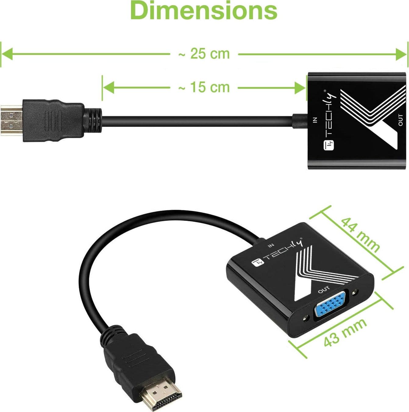 Cavo Convertitore Adattatore da HDMI&trade a VGA 1920x1200 a 60Hz - 12