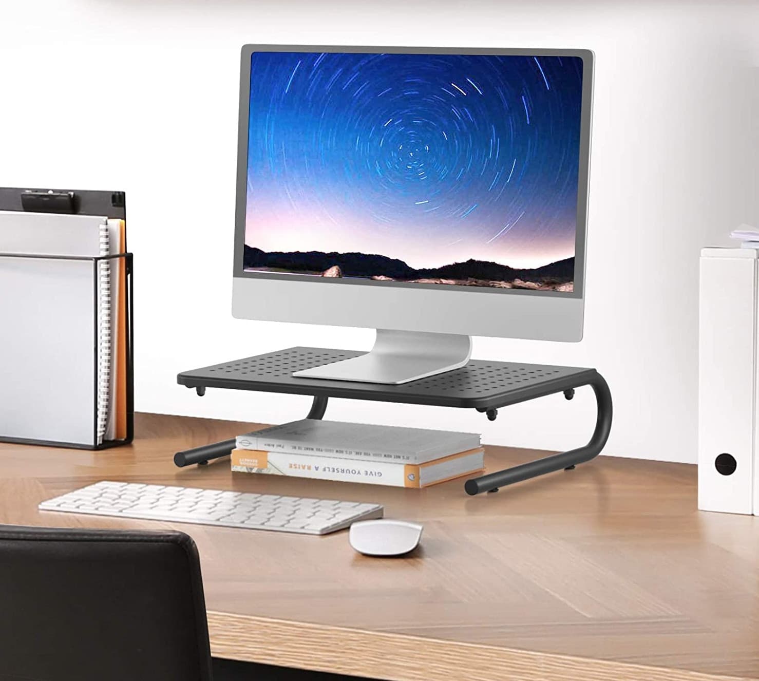 Stand Supporto da Scrivania per Monitor Notebook in Metallo 370mm Nero - 11