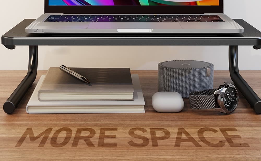 Stand Supporto da Scrivania per Monitor Notebook in Metallo 370mm Nero - 17