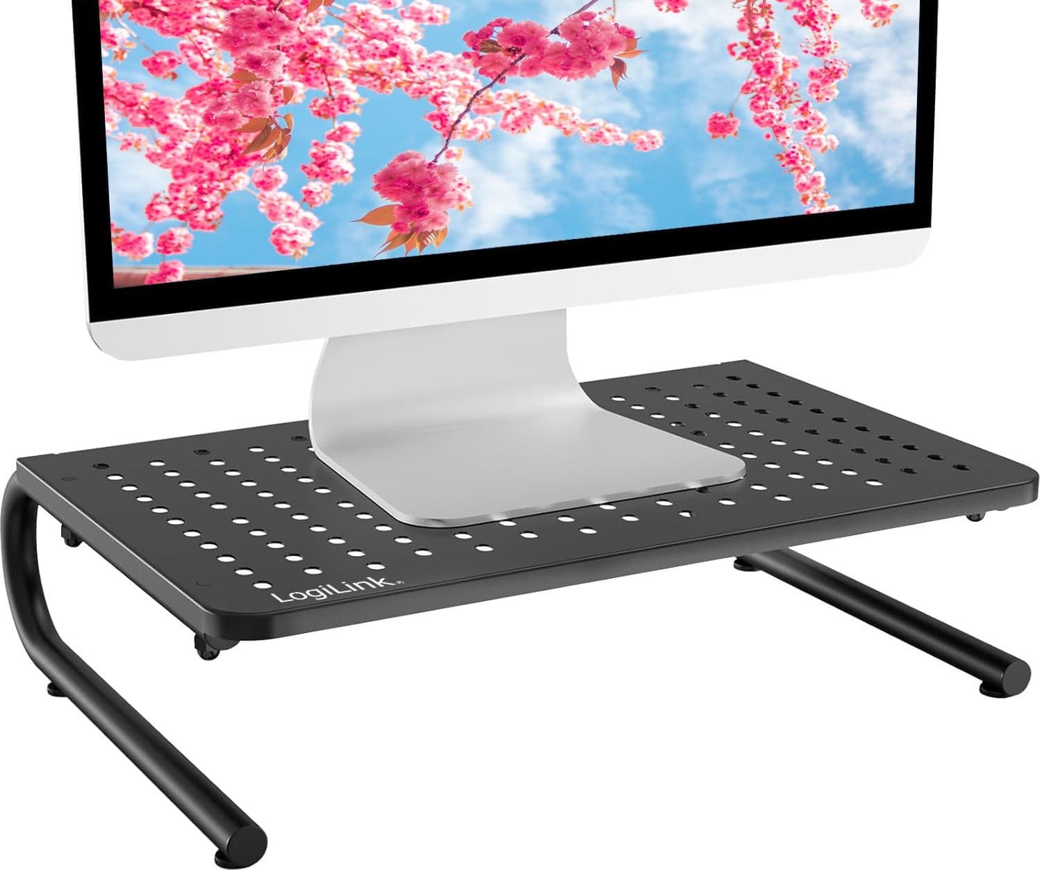 Stand Supporto da Scrivania per Monitor Notebook in Metallo 370mm Nero - 20