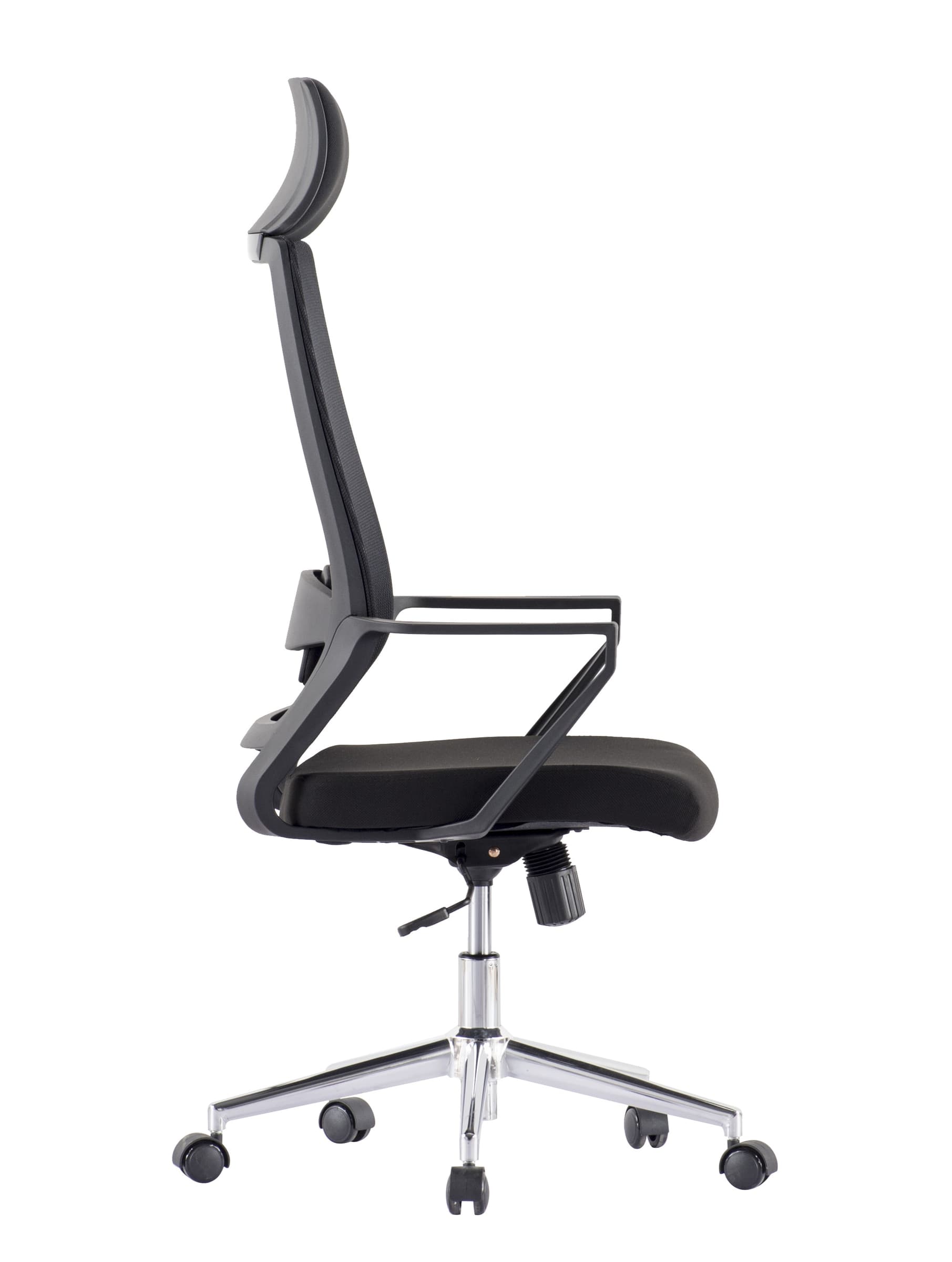 Sedia per Ufficio con Schienale Alto e Base Cromata Nero - 5