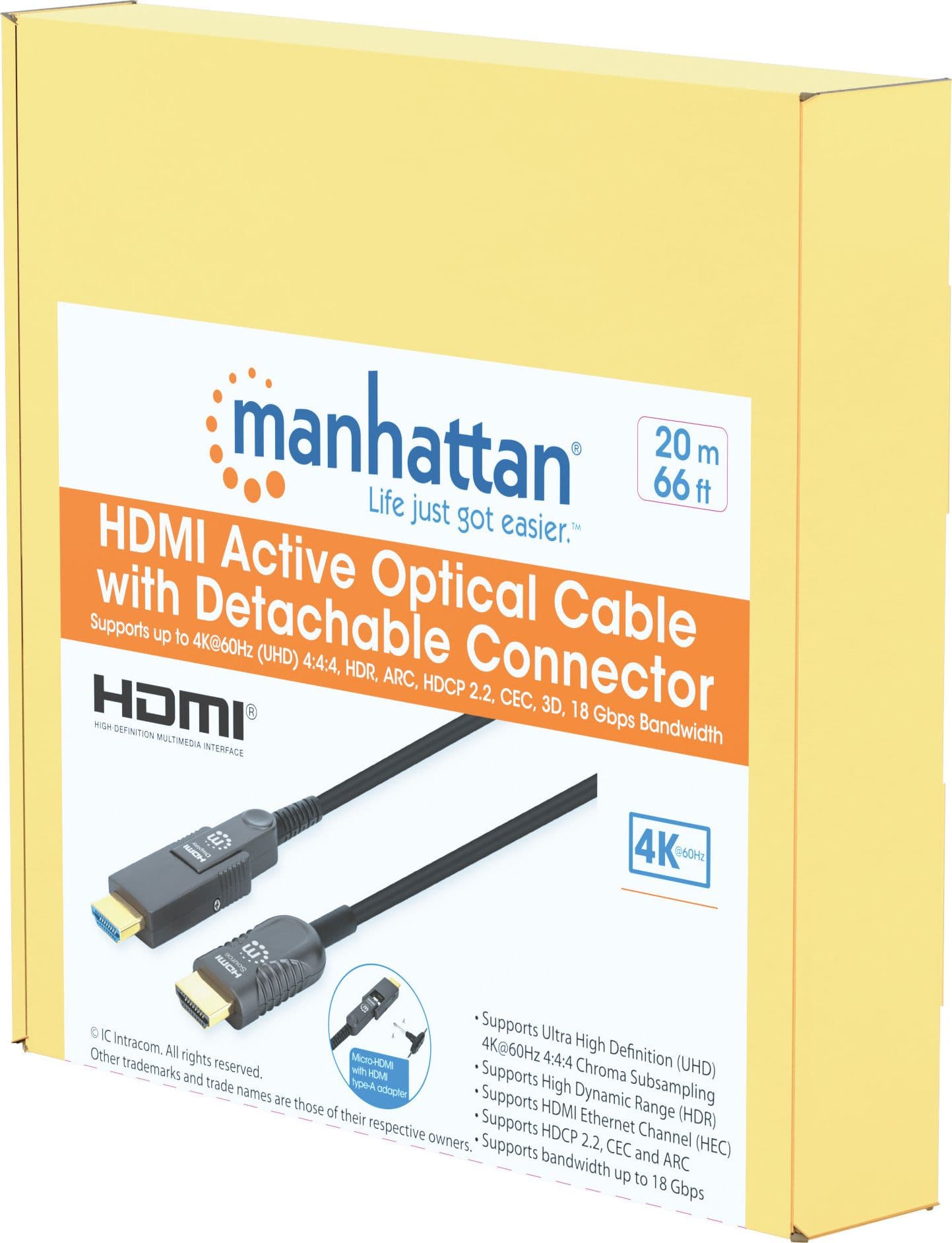 Cavo HDMI&trade Attivo in Fibra Ottica con Connettore Staccabile 20m - 8