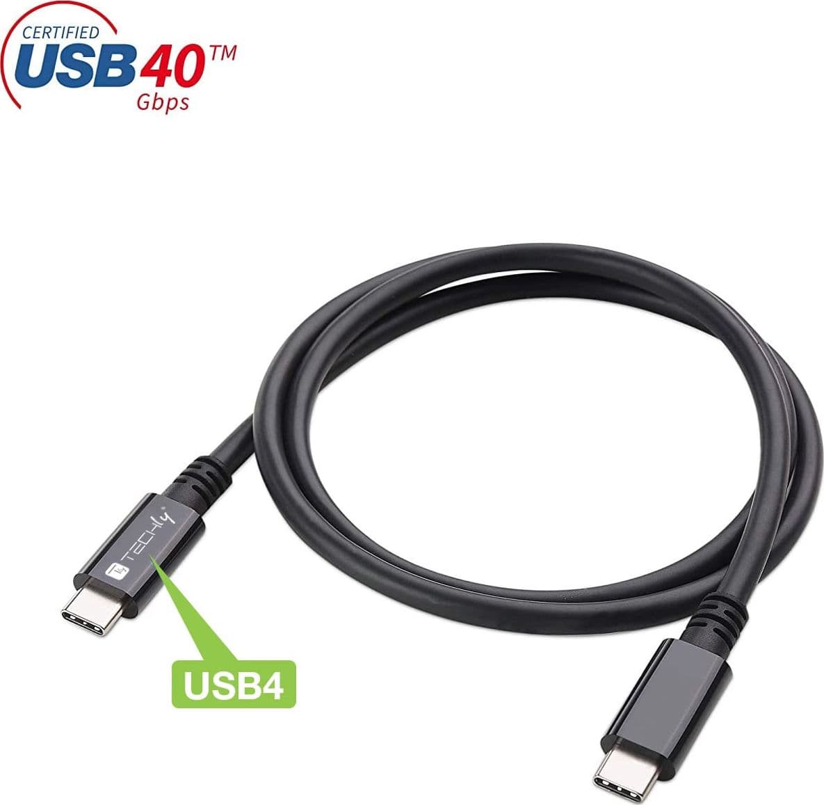 Cavo USB 4 Gen 3 Type-C&trade Thunderbolt M/M E-Mark 8K 40Gbps 100W PD 0,8m Nero - 11