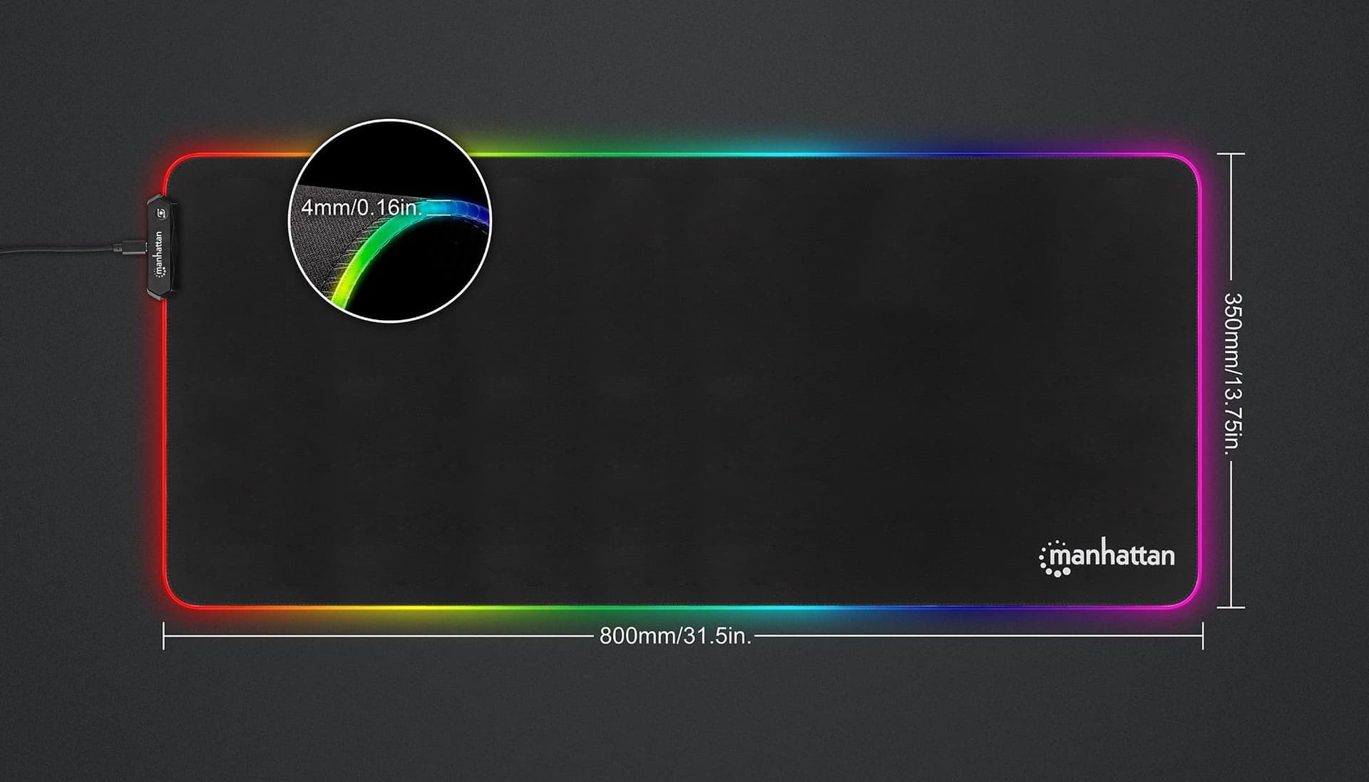 Tappetino Mouse Gaming XXL Illuminazione LED Effetti Luce RGB - 4