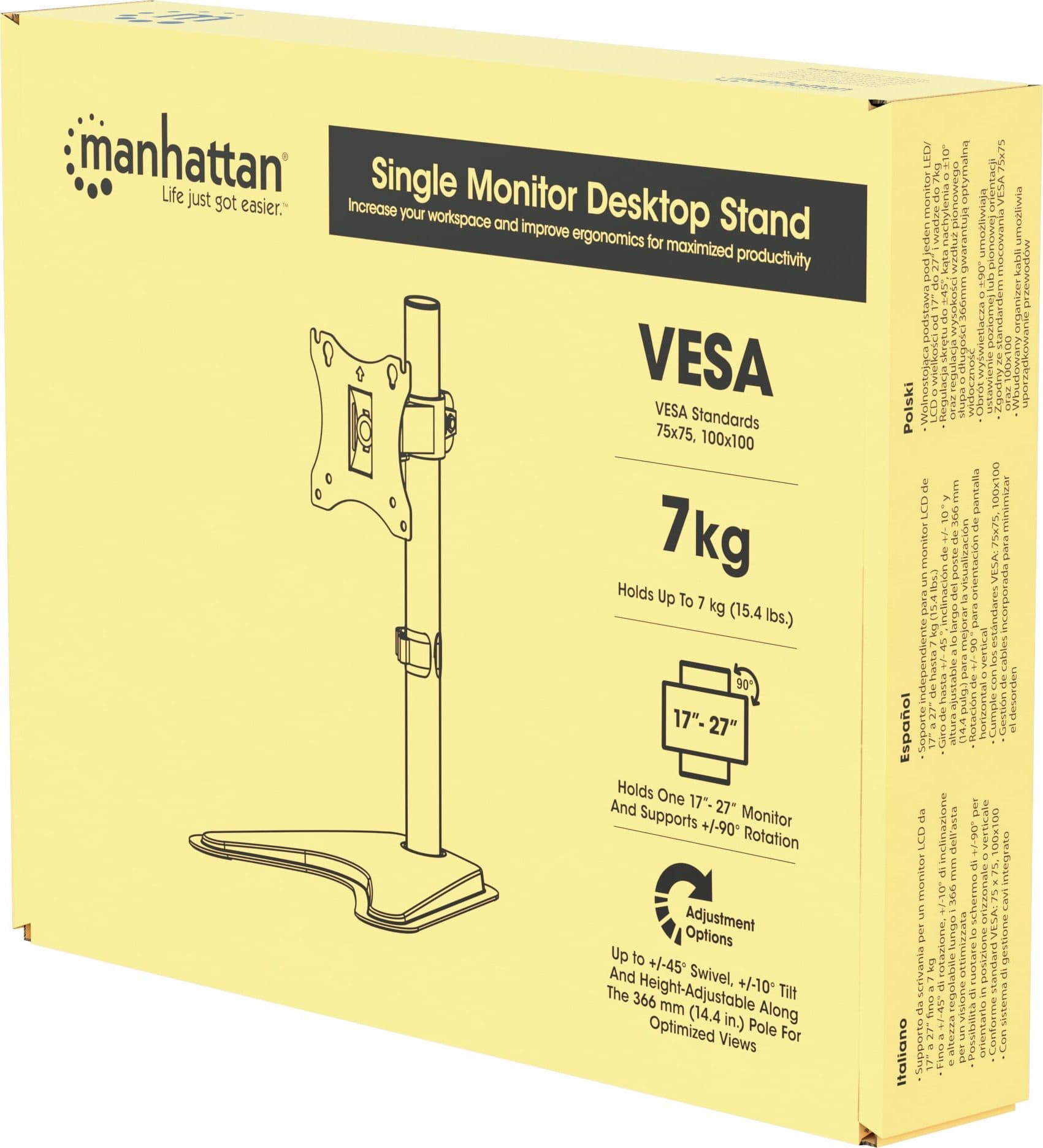 Stand da Scrivania per 1 Monitor LCD 17-27'' con base h.366mm - 12