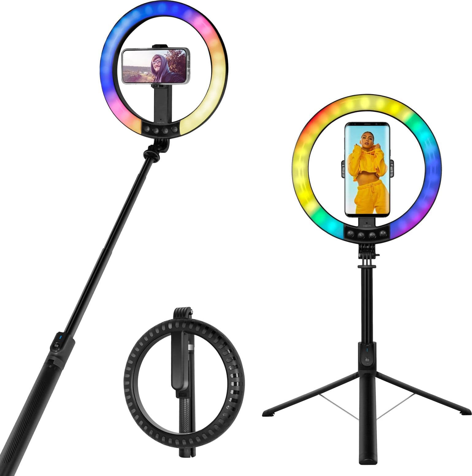 Luce LED 26RGB Anello &oslash25cm con Treppiede Estensibile Selfie Stick - 16