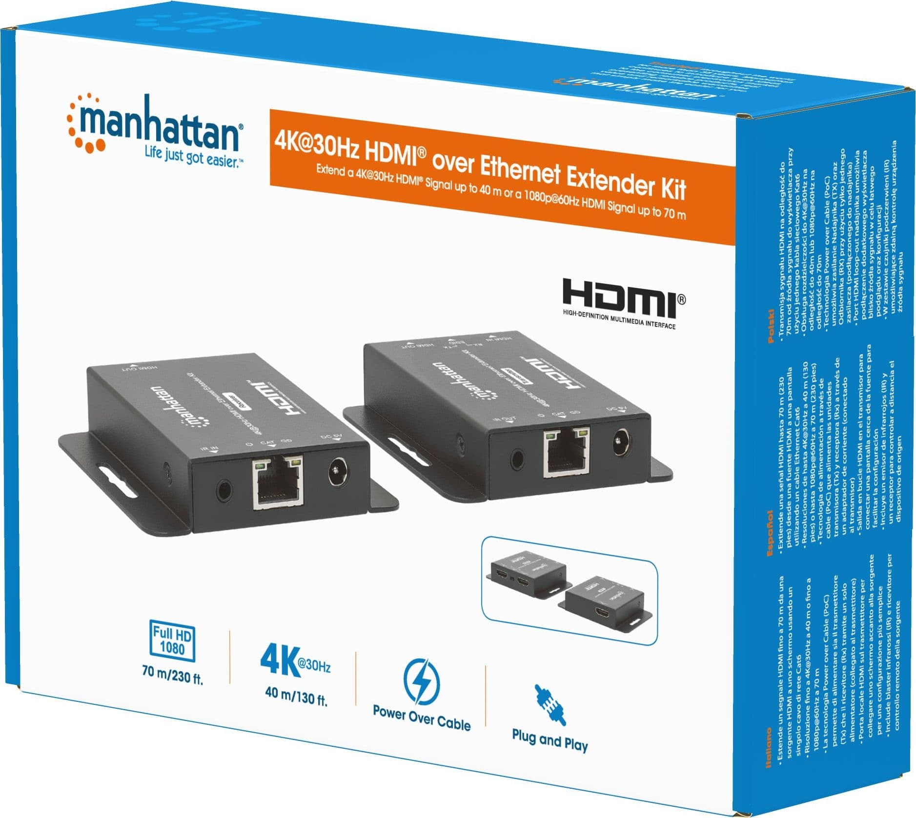 Kit Extender HDMI Over Ethernet 4K@30Hz - 12