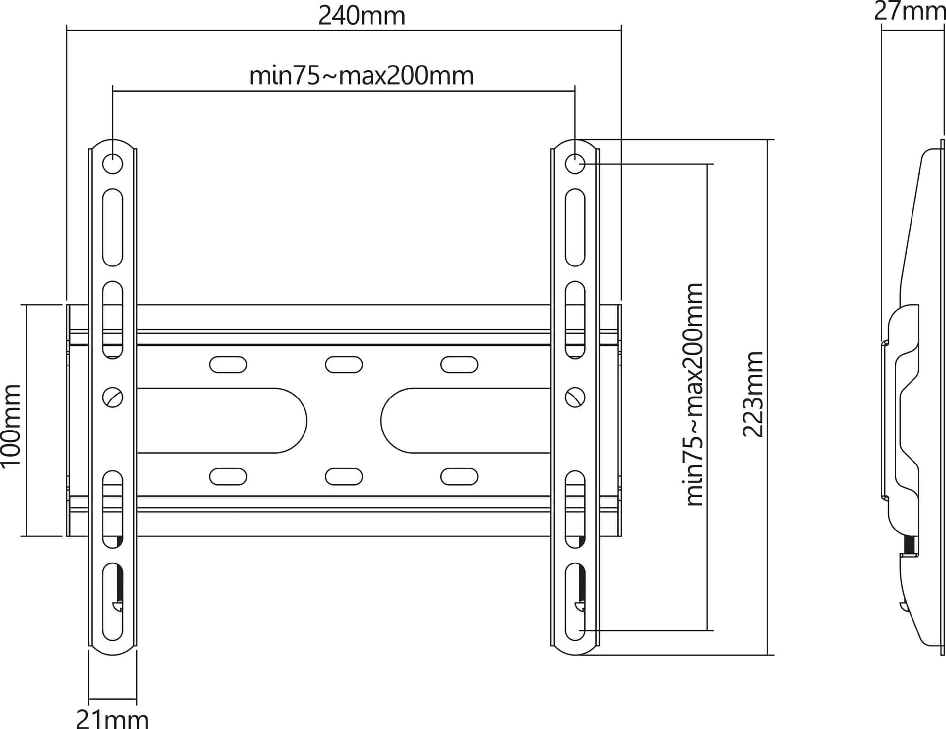 Staffa a Muro Fissa Low-Profile per TV 23-43'' - 12