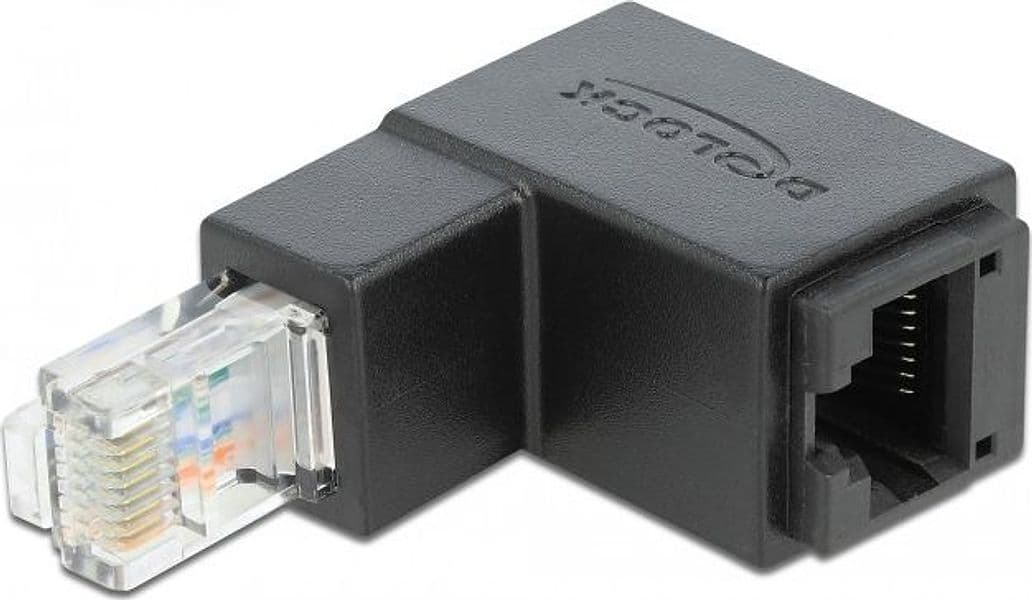 Adattatore RJ45 Maschio Femmina Cat.6 UTP Angolato verso il basso a 90&deg Nero - 6