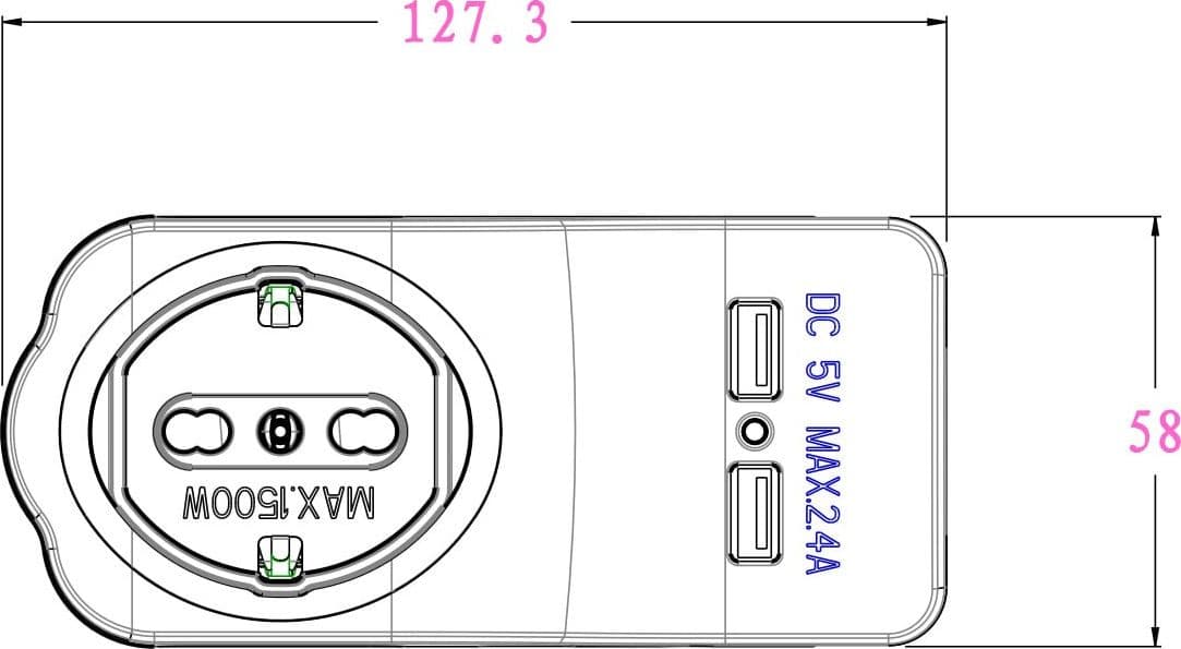 Multipresa 3 Posti e 2 Porte USB con Supporto per Smartphone e Luce Notturna - 11