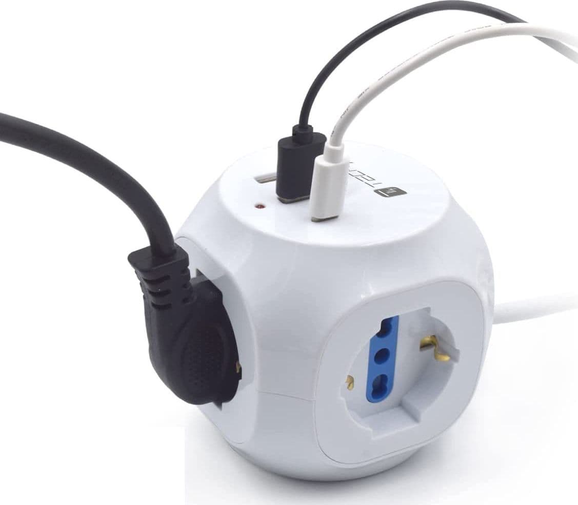Multipresa a Cubo 3 Posti con 2 Porte USB-A e 1 USB-C&trade QC3.0 - 11