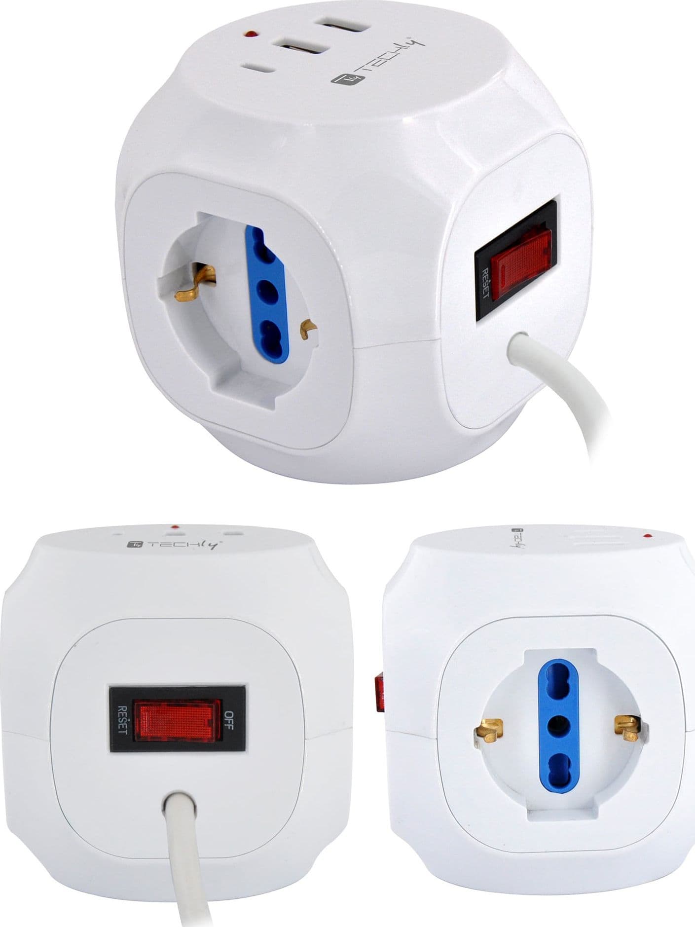 Multipresa a Cubo 3 Posti con 2 Porte USB-A e 1 USB-C&trade QC3.0 - 14