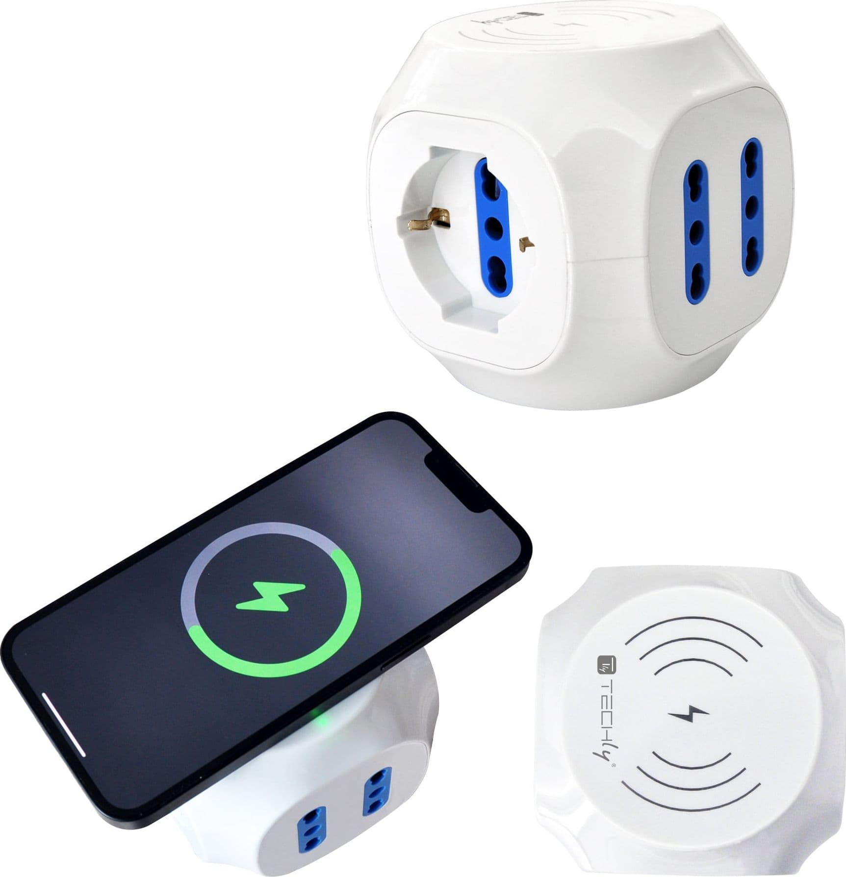 Multipresa a Cubo 4 Posti con USB-A e USB-C&trade QC3.0 e Ricarica Wireless - 8